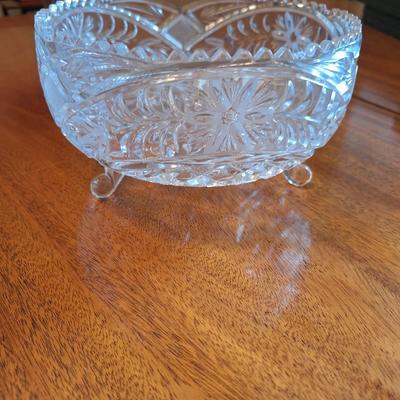 24% Lead crystal 3- footed bowl