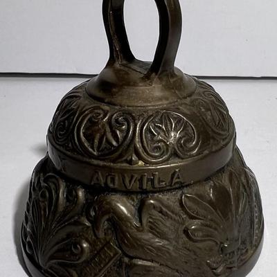 Vintage Mid-Century Brass Bell 3" Tall Made in England in Good Preowned Condition.