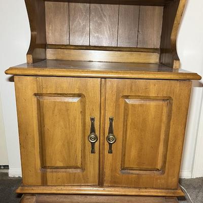 Mid-Century Wooden Bookcase with Storage 59-1/4" Tall & 20-1/2" 3-Shelves and Lower Cabinet in VG Preowned Condition as...