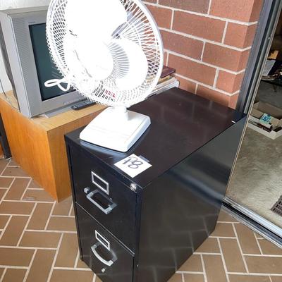 P8-Small 2 drawer filing cabinet and fan