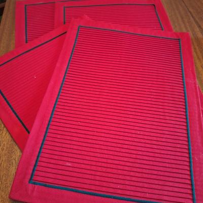 4 red linen placemats