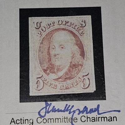 America's First Postage Stamp - 1847 5 Cent Benjamin Franklin Stamp cert