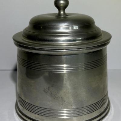 Vintage Stieff Paul Revere Pewter Reproduction Covered Bowl 5" Tall in Good Preowned Condition.