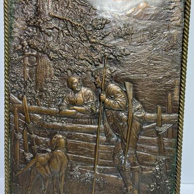 2-Vintage/Antique Copper Plate Pictures 6.25" x 8.25" Preowned from an Estate as Pictured.