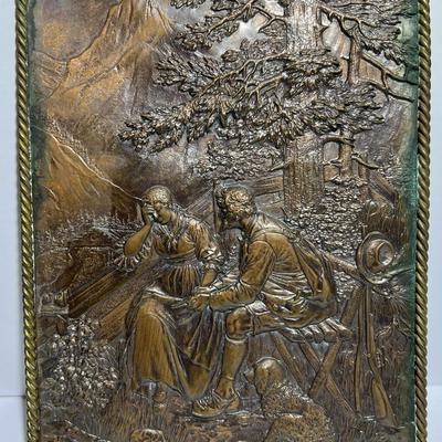 2-Vintage/Antique Copper Plate Pictures 6.25" x 8.25" Preowned from an Estate as Pictured.