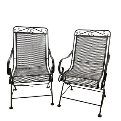 772 Pair of Black Iron Woodard Spring Chairs