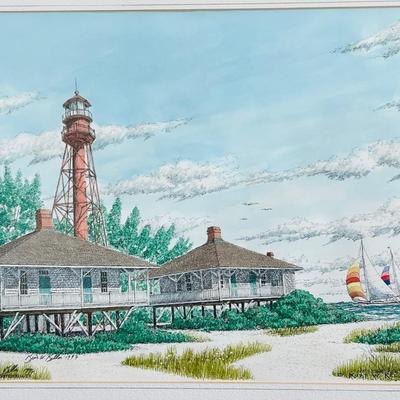 Lighthouse Art; WATERCOLOR Signed Kurt Keller & Alice Kestly