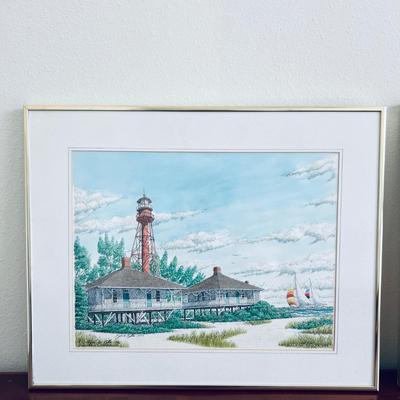Lighthouse Art; WATERCOLOR Signed Kurt Keller & Alice Kestly