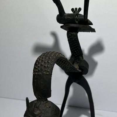 Vintage Artisan Metal Artwork Deer Sculpture Figurine Made with Sheers, Files, Pliers, Etc. 12" Tall.