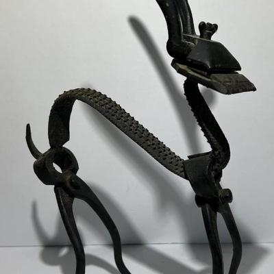 Vintage Artisan Metal Artwork Deer Sculpture Figurine Made with Sheers, Files, Pliers, Etc. 12" Tall.
