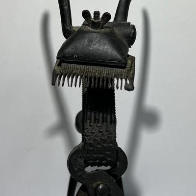 Vintage Artisan Metal Artwork Deer Sculpture Figurine Made with Sheers, Files, Pliers, Etc. 12" Tall.