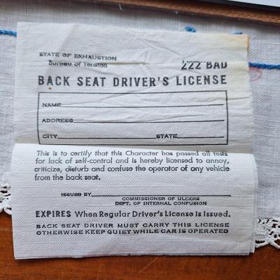 Backseat Driver Certificate