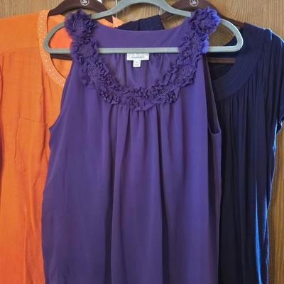 Ladies Tops (3) Purple, Coral, & Blue