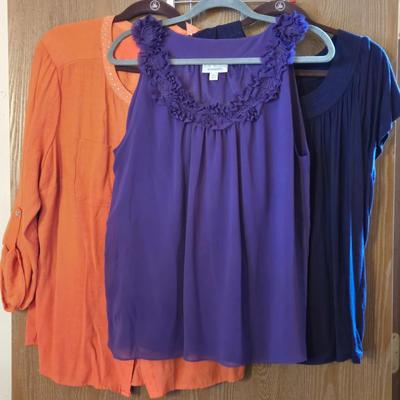 Ladies Tops (3) Purple, Coral, & Blue