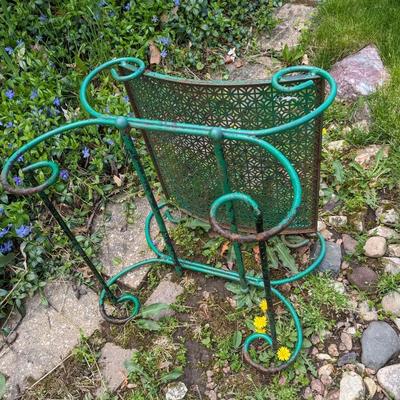 Vintage Green Wrought Iron Seat/foot Stool