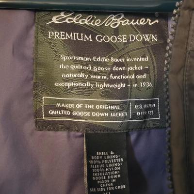 Eddie Bauer Dark Green Goose Down Puffer Jacket