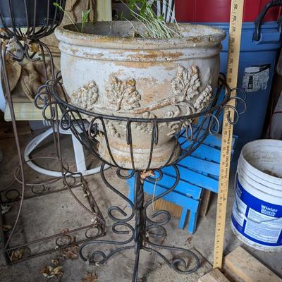 Vintage Wrought Iron Flower Planter with Planter