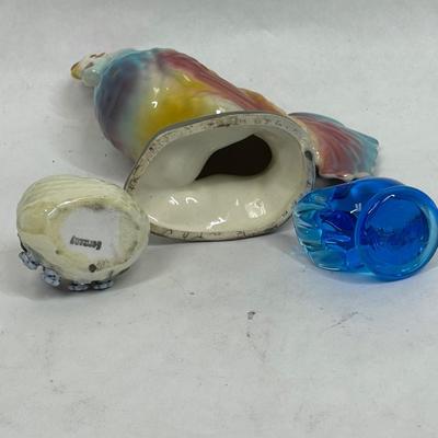 Bird lot Colorful Rooster, Glass Blue Bird, Small Swan Trinket Holder