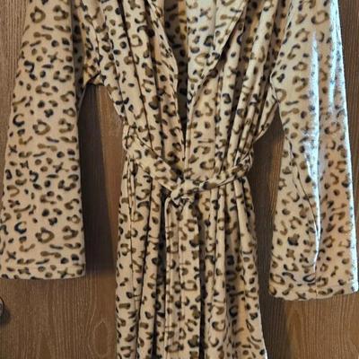 Silky Pink with Black Pinstripe Pj's and Cheetah Print Fleece Robe