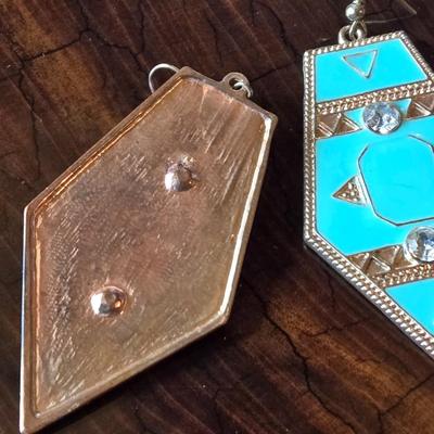 Turquoise Enamel & Copper Bangles & Earrings
