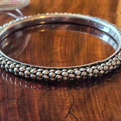 Silver Tone Bangle Bracelets (3)