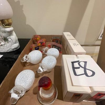 E8-Glass sheep, and Kosta Boda mini sculptures