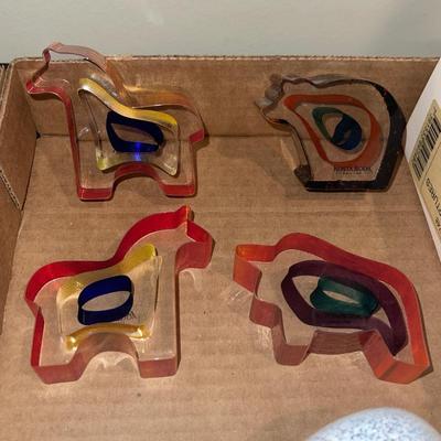 E8-Glass sheep, and Kosta Boda mini sculptures
