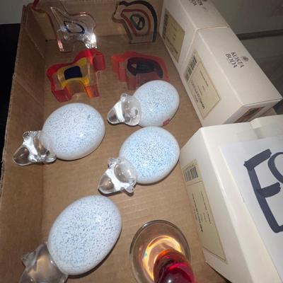 E8-Glass sheep, and Kosta Boda mini sculptures