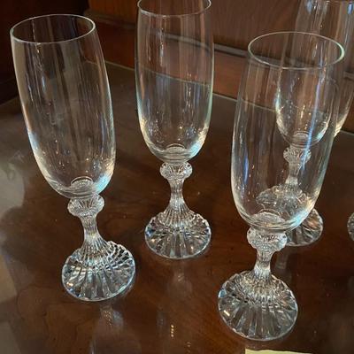 Vintage Mikasa Crystal Champagne Flutes, Six Piece Set