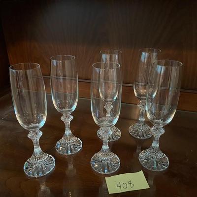 Vintage Mikasa Crystal Champagne Flutes, Six Piece Set
