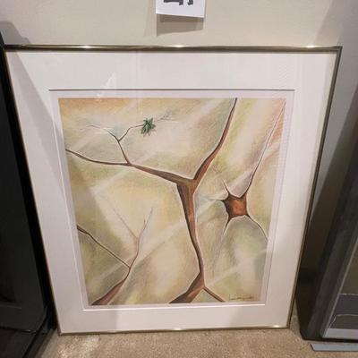 E11-framed art, colored pencil “Fissures”