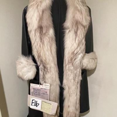 E16- Fox fur designer coat, size small/petite