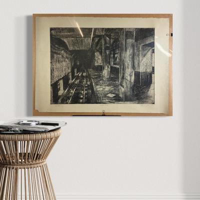 792 Charcoal Proof of Subway By Ken Rush With Artist Signature