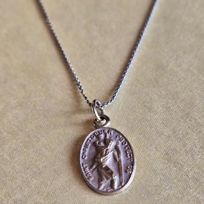 Small Saint Christopher Pendant and Necklace