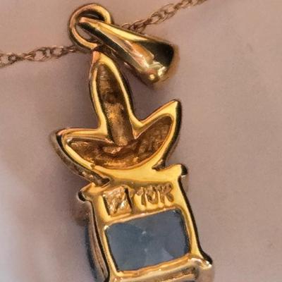 10k Gold & Aquamarine Necklace & Earrings