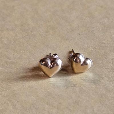 14k Gold Heart Stud Earrings