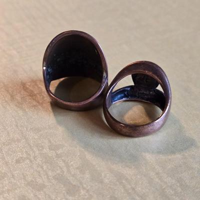 (2) Copper Rings - Cat's Eye Stone