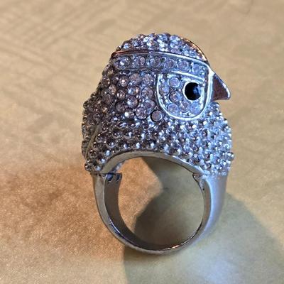Large Crystal & Silver Tone Ring
