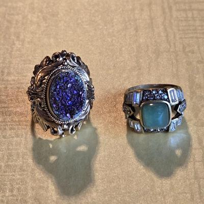 (1) HEIDI DAUS Jade Ring and (1) Druzy Stone Ring