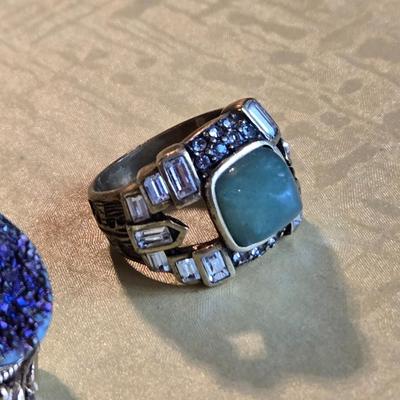(1) HEIDI DAUS Jade Ring and (1) Druzy Stone Ring