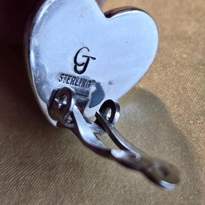 Sterling Silver Heart Clip On Earrings