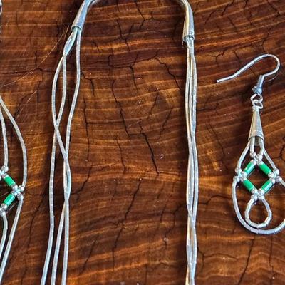 Native American Sterling Silver Necklace, Bracelet, & Earrings Set