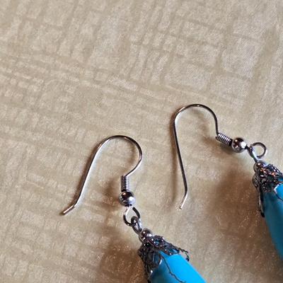 Turquoise & Silver Fringe Earrings