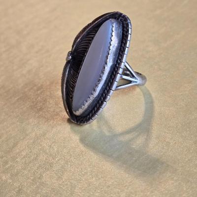 Native American Sterling & Blue Lace Agate Ring