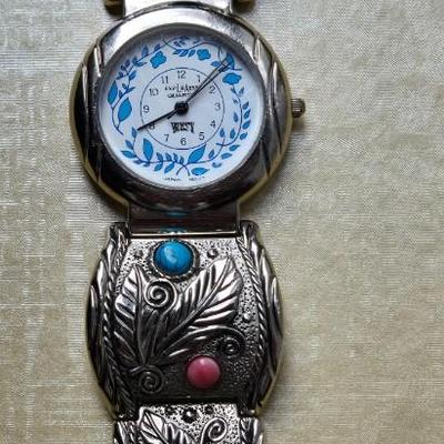 Turquoise & Coral Watch Band Watch