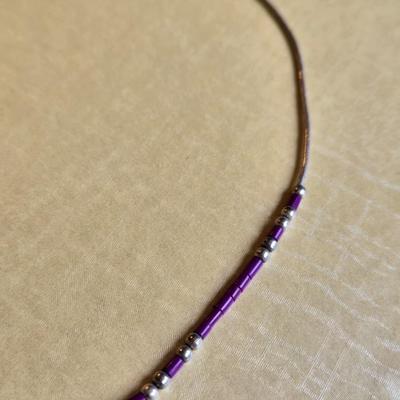 Liquid Silver & Purple Heishi Necklace