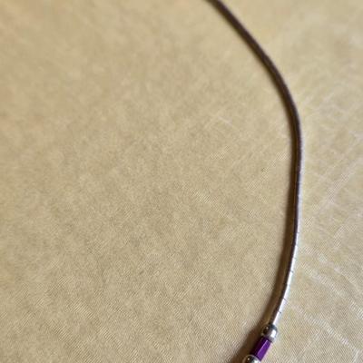 Liquid Silver & Purple Heishi Necklace
