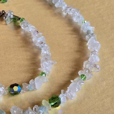 Peridot & Aquamarine Beaded Necklace, Bracelet, & Earrings