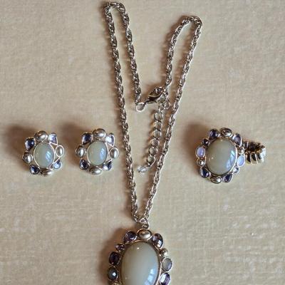 Necklace, Earrings, and Expandable Ring Set