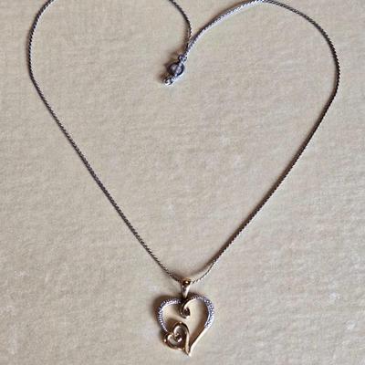 Gold over Sterling Double Heart Pendant Necklace